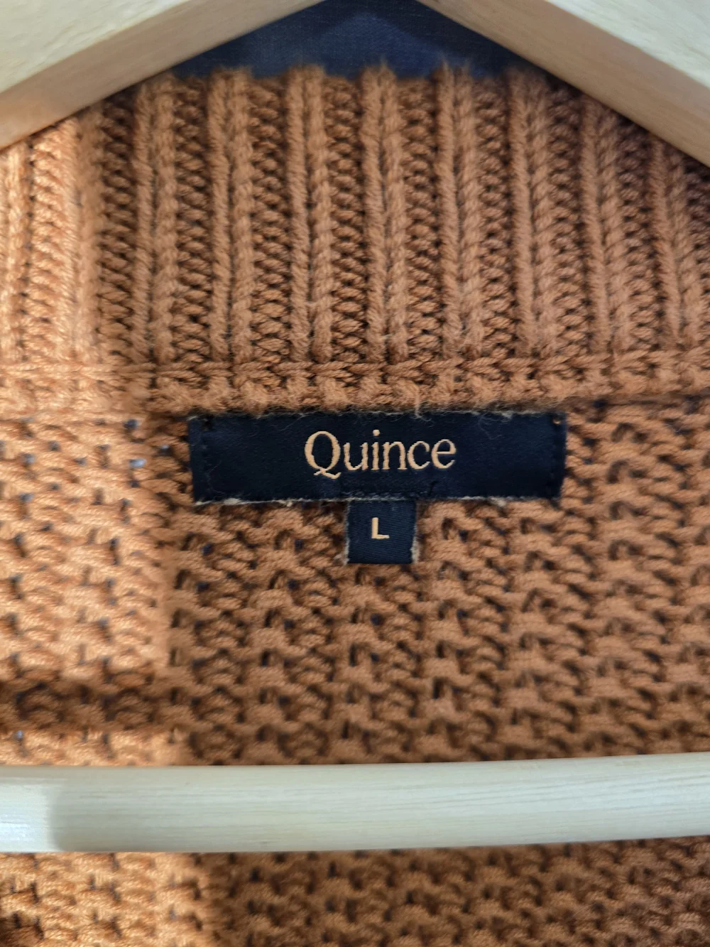 Quince Organic Cotton Cropped Cable Crew Sweater Ginger Orange L - Picture 6 of 7